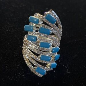 Elegant Silver and Blue Women's Ring